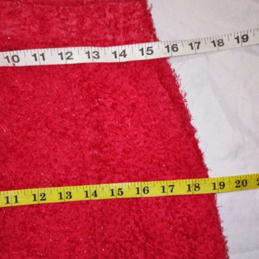 Vintage Red Fuzzy Knit Midi Skirt A-Line Holiday Fit Retro Chic Fall Winter 4-6 - Picture 13 of 17